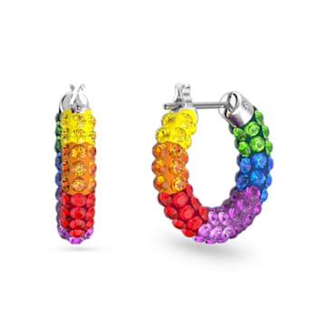 Tigris hoop earrings, Multicoloured, Rhodium plated - Swarovski, 5604958