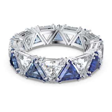 Ortyx cocktail ring, Triangle cut, Blue, Rhodium plated - Swarovski, 5608526