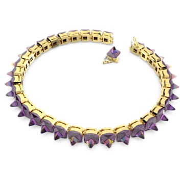 Ortyx 束颈项链, 金字塔切割, 紫色, 镀金色调 - Swarovski, 5608714