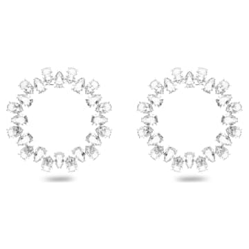 Millenia フープピアス, ペアカット, 大, ホワイト, ロジウム