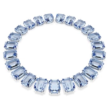 Millenia 項鏈, 超大Swarovski水晶, 八角形切割, 藍色, 鍍白金色| Swarovski