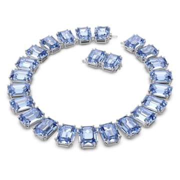 Millenia necklace, Oversized crystals, Octagon cut, Blue, Rhodium plated - Swarovski, 5609703