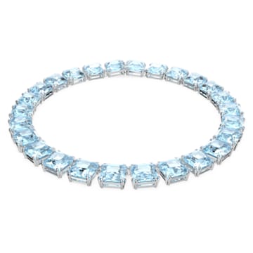 Millenia 項鏈, 正方形切割Swarovski 水晶, 藍色, 鍍白金色 - Swarovski, 5609704