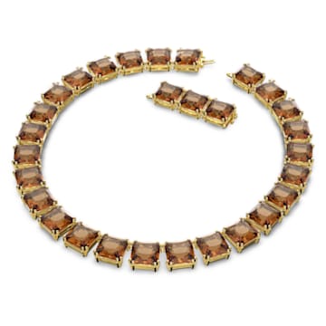 Millenia Halskette, Kissenschliff, Gelb, Goldlegierungsschicht - Swarovski, 5609705