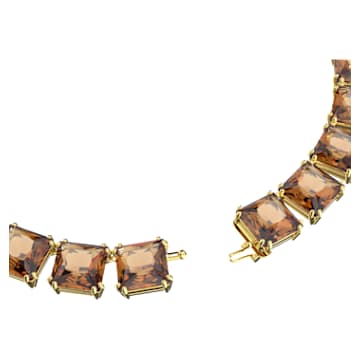 Náhrdelník Millenia, Čtvercový výbrus, Žlutá, Pokoveno ve zlatém odstínu - Swarovski, 5609705