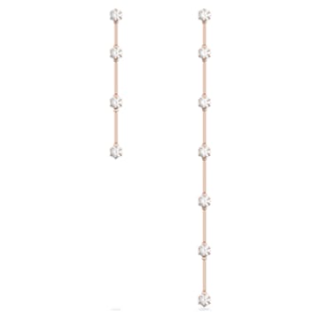 Constella drop earrings, Asymmetrical, White, Rose gold-tone plated - Swarovski, 5609707