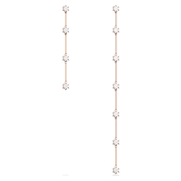 Constella Drop-Ohrhänger, Asymmetrisches Design, Rundschliff, Weiß, Roségold-Legierungsschicht - Swarovski, 5609707