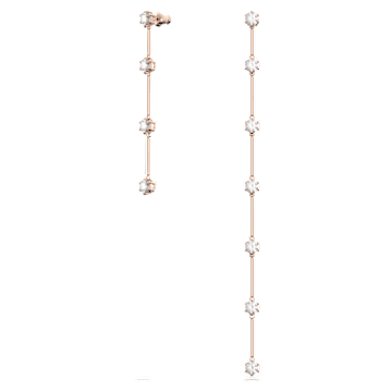 Długie kolczyki Constella, Wzór asymetryczny, Szlif okrągły, Białe, Powłoka w odcieniu różowego złota - Swarovski, 5609707