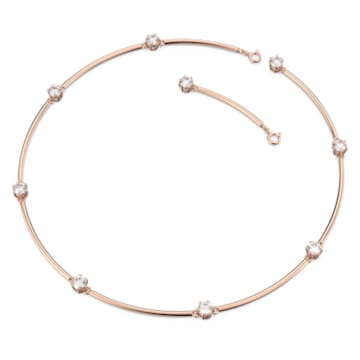 Constella 項鏈, 圓形切割, 白色, 鍍玫瑰金色調 - Swarovski, 5609710