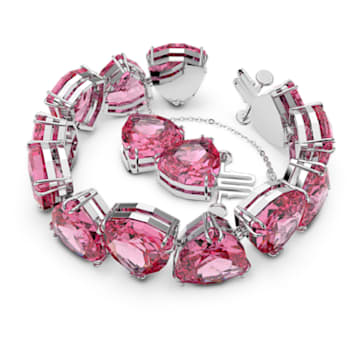 Millenia 手链, 三菱形切割, 粉红色, 镀铑 - Swarovski, 5609714