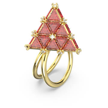 Koktajl prstan Curiosa, Trikotnik, Oranžna, PVD zlatega odtenka - Swarovski, 5610289