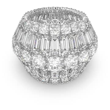 Anillo de cóctel Hyperbola, Tallas mixtas, Blanco, Baño de rodio - Swarovski, 5610393