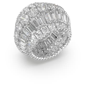 Hyperbola cocktail ring, Mixed cuts, White, Rhodium plated - Swarovski, 5610393
