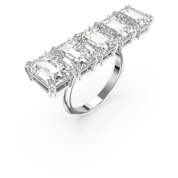 Millenia cocktail ring, Octagon cut, White, Rhodium plated - Swarovski, 5610400