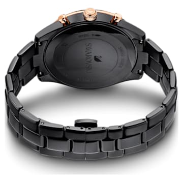 Octea Lux Sport horloge, Swiss Made, Metalen armband, Zwart, Zwarte afwerking - Swarovski, 5610472