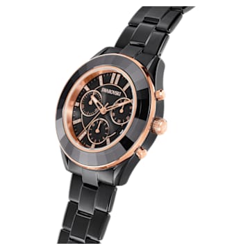 Zegarek Octea Lux Sport, Swiss Made, Metalowa bransoleta, Czarny, Czarna powłoka - Swarovski, 5610472