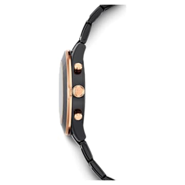 Zegarek Octea Lux Sport, Swiss Made, Metalowa bransoleta, Czarny, Czarna powłoka - Swarovski, 5610472