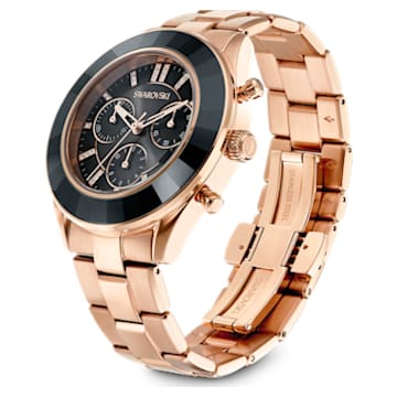 Octea Lux Sport 腕表, 瑞士制造, 金属手链, 黑色, 玫瑰金色调润饰 - Swarovski, 5610478