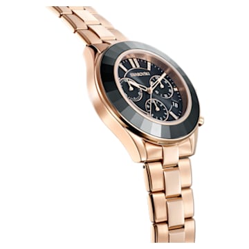 Zegarek Octea Lux Sport, Swiss Made, Metalowa bransoleta, Czarny, Powłoka w odcieniu różowego złota - Swarovski, 5610478