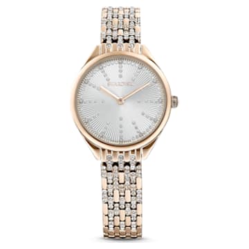 Attract watch, Swiss Made, Pavé, Metal bracelet, Gold tone, Champagne gold-tone finish - Swarovski, 5610484