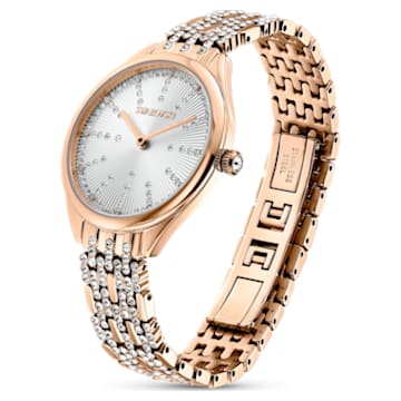 Attract watch, Metal bracelet, White, Rose gold-tone finish - Swarovski, 5610487