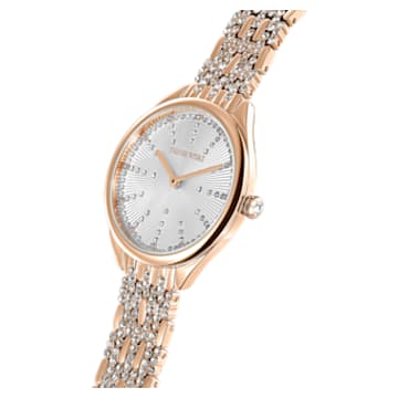 Attract watch, Swiss Made, Metal bracelet, White, Rose gold-tone finish - Swarovski, 5610487