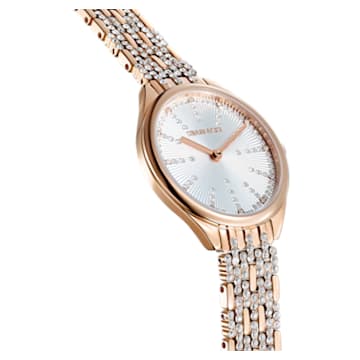 Reloj Attract, Brazalete de metal, Blanco, Acabado tono oro rosa - Swarovski, 5610487