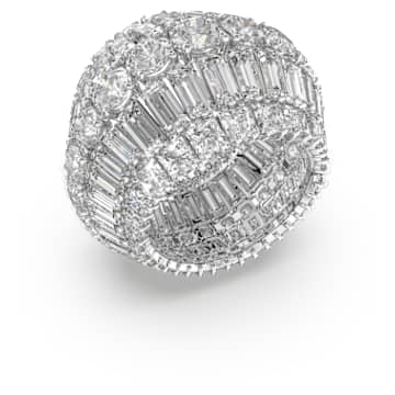 Hyperbola cocktail ring, Mixed cuts, White, Rhodium plated - Swarovski, 5610735