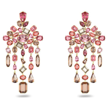 Gema clip earrings, Chandelier, Multicolored, Gold-tone plated - Swarovski, 5610754