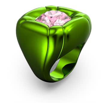 Dulcis cocktail ring, Cushion cut, Green - Swarovski, 5610804