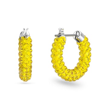 Tigris hoop earrings, Yellow, Rhodium plated - Swarovski, 5610958