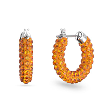Tigris 大圈耳环, 橙色, 镀铑 - Swarovski, 5610986
