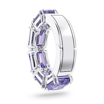 Boucle d'oreille manchette Millenia, Mono, Taille octogonale, Violet, Métal rhodié - Swarovski, 5612669