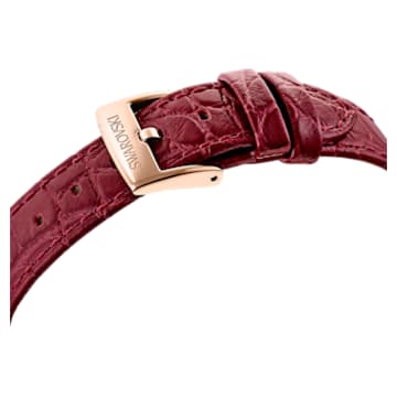 Passage Moon Phase watch, Swiss Made, Moon, Leather strap, Red, Rose gold-tone finish - Swarovski, 5613323