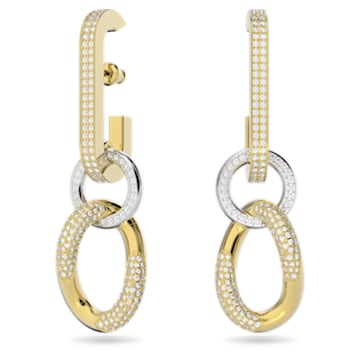 Dextera drop earrings, White, Gold-tone plated - Swarovski, 5613385