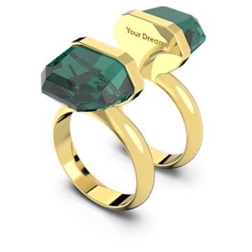 Anel Lucent, Fecho magnético, Verde, Lacado a dourado - Swarovski, 5613551