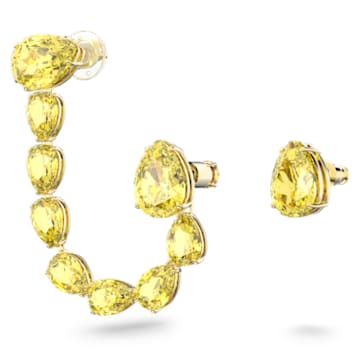 Millenia ear cuff, Set (2), Asymmetrical design, Pear cut, Yellow, Gold-tone plated - Swarovski, 5613640