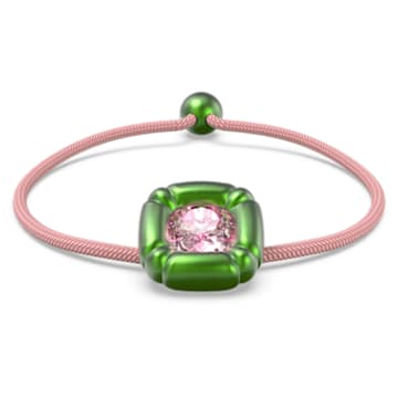 Dulcis bracelet, Cushion cut crystals, Green - Swarovski, 5613643