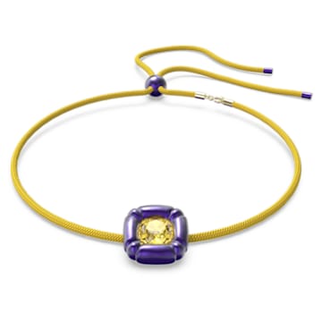 Dulcis necklace, Cushion cut crystals, Purple - Swarovski, 5613645
