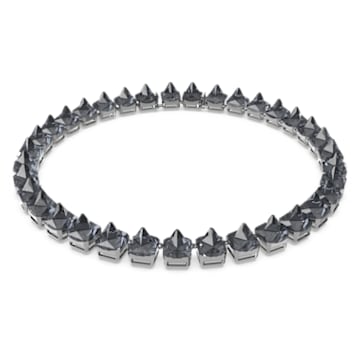 Ortyx 项链, 金字塔形切割, 灰色, 鍍黑鉻色 - Swarovski, 5613682