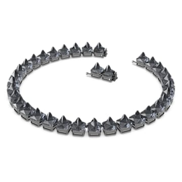 Ortyx necklace, Pyramid cut, Gray, Ruthenium plated - Swarovski, 5613682