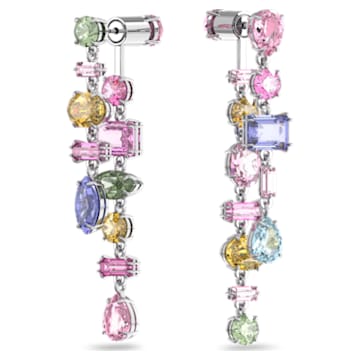 Gema 水滴形耳環, 非對稱設計, 混合式切割, 長, 漸層色, 鍍白金色 - Swarovski, 5613740