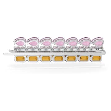 Agrafă de păr, Tăieturi mixte, Formă dreptunghiulară, Multicoloră, Placat cu rodiu - Swarovski, 5614090