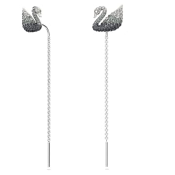 Swarovski Iconic Swan 水滴形耳环, 天鹅, 灰色, 镀铑 - Swarovski, 5614117