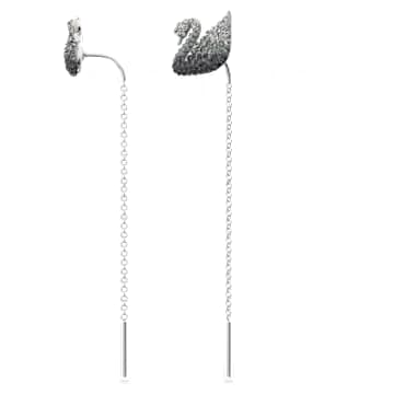 Swarovski Iconic Swan 水滴形耳環, 天鵝, 灰色, 鍍白金色 - Swarovski, 5614117