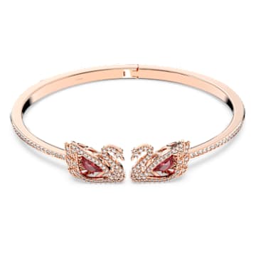 Dancing Swan bangle Swan Red Rose gold tone plated Swarovski