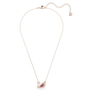 Dancing Swan necklace, Swan, Red, Rose gold-tone plated - Swarovski, 5614123