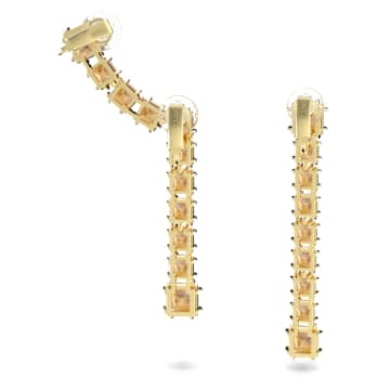Millenia clip earrings, Asymmetrical design, Yellow, Gold-tone plated - Swarovski, 5614921