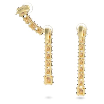 Millenia clip oorbellen, Asymmetrisch ontwerp, Geel, Goudkleurige toplaag - Swarovski, 5614921