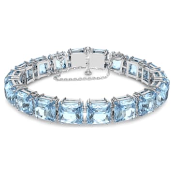 Millenia 手链, 方形切割, 蓝色, 镀铑 - Swarovski, 5614924